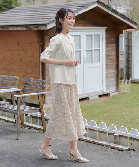 花柄フレンチスリーブワンピース