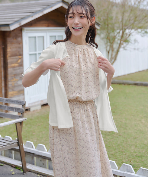 花柄フレンチスリーブワンピース