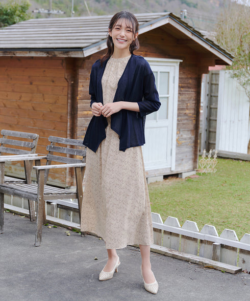 花柄フレンチスリーブワンピース