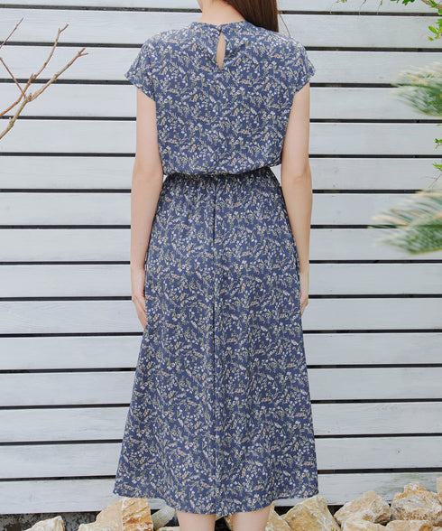 花柄フレンチスリーブワンピース