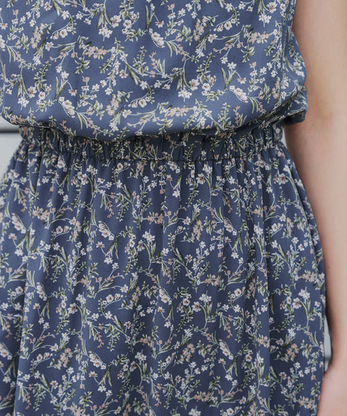 花柄フレンチスリーブワンピース