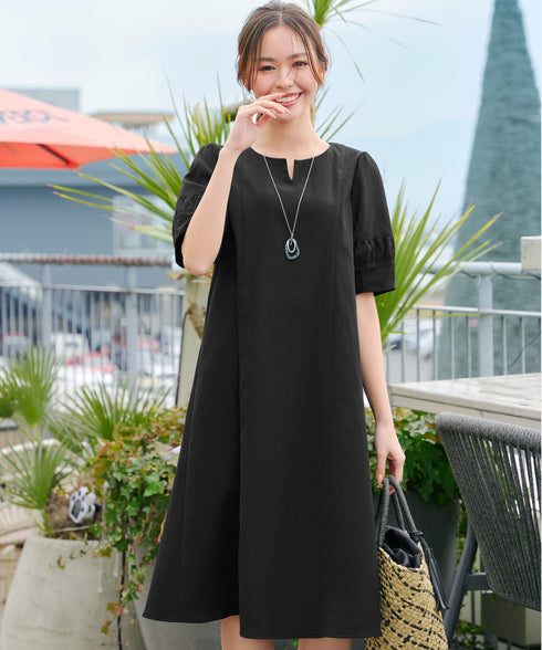 【新色追加】 ギャザーランタンスリーブワンピース
