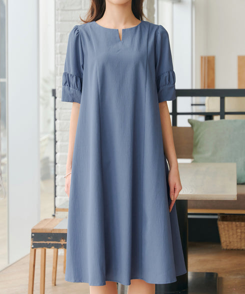 【新色追加】 ギャザーランタンスリーブワンピース