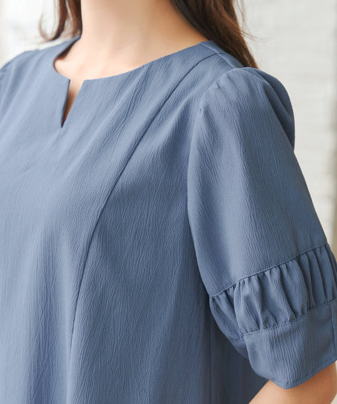 【新色追加】 ギャザーランタンスリーブワンピース