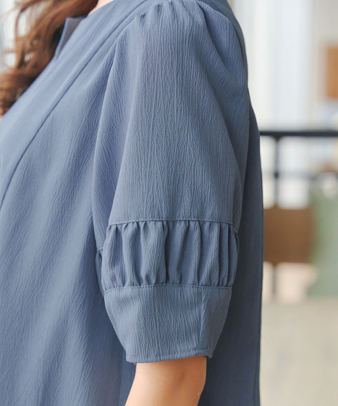 【新色追加】 ギャザーランタンスリーブワンピース