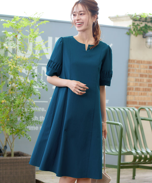 【新色追加】 ギャザーランタンスリーブワンピース