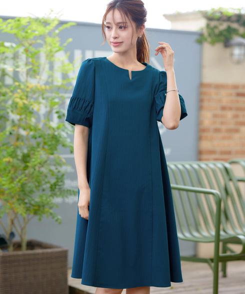 【新色追加】 ギャザーランタンスリーブワンピース