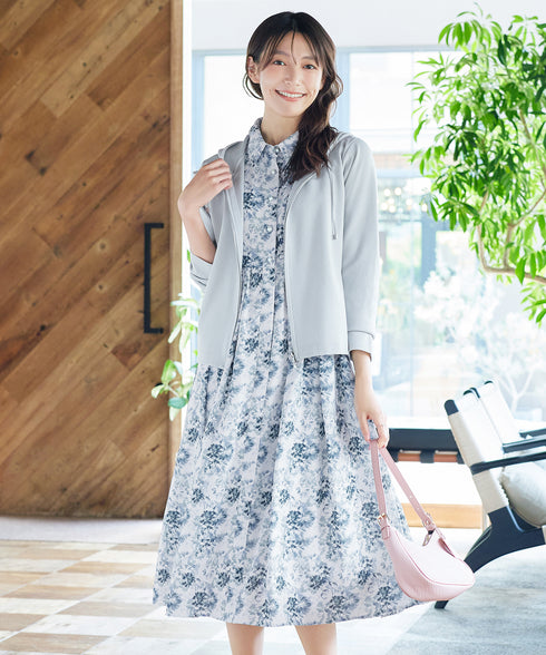 【安めぐみさん着用・2way】花柄リボンタイシャツワンピース