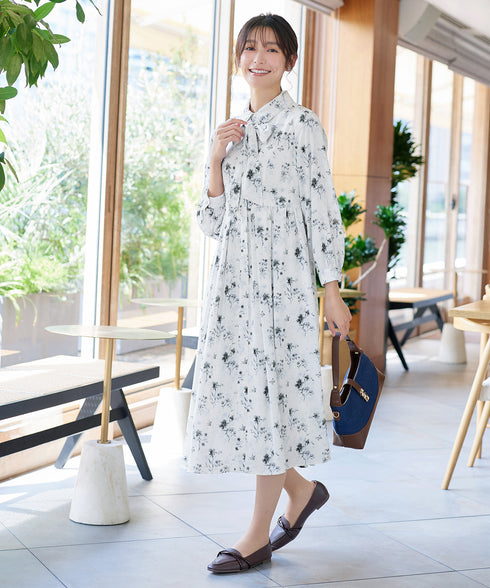 【安めぐみさん着用・2way】花柄リボンタイシャツワンピース