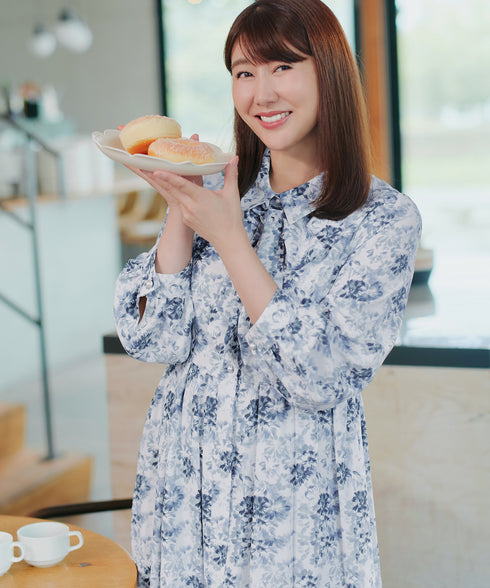 【安めぐみさん着用・2way】花柄リボンタイシャツワンピース
