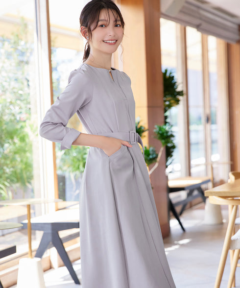 【安めぐみさん着用】キーネックポケットワンピース