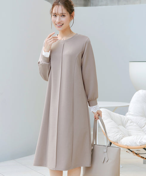 コットンレースドッキングカットソーワンピース