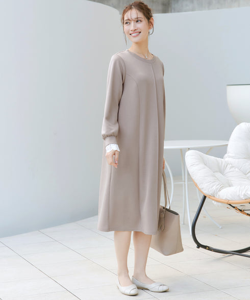 コットンレースドッキングカットソーワンピース