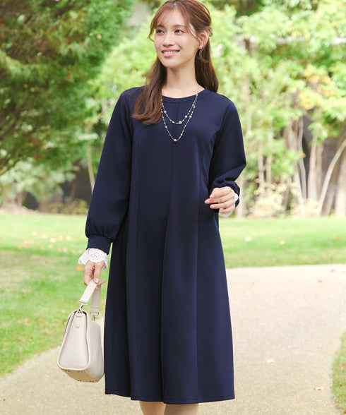 コットンレースドッキングカットソーワンピース