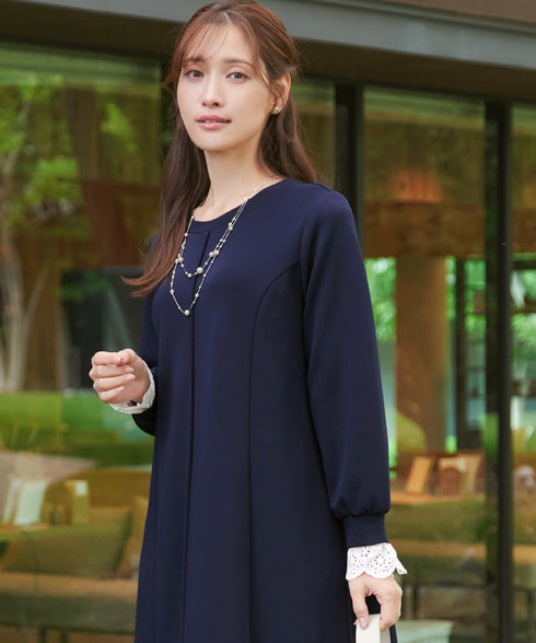 コットンレースドッキングカットソーワンピース