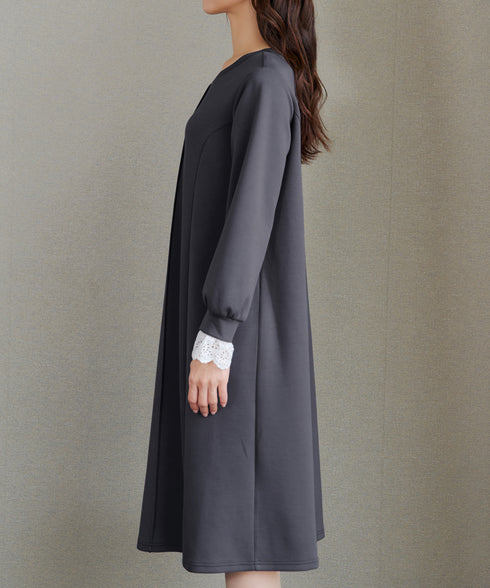 コットンレースドッキングカットソーワンピース