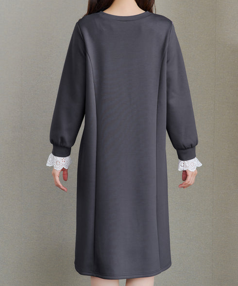コットンレースドッキングカットソーワンピース