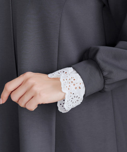 コットンレースドッキングカットソーワンピース