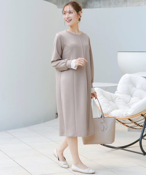 コットンレースドッキングカットソーワンピース