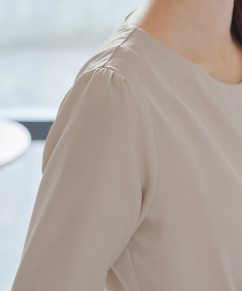 【おのののかさん着用/半袖&長袖選べる袖丈】タックフレアワンピース