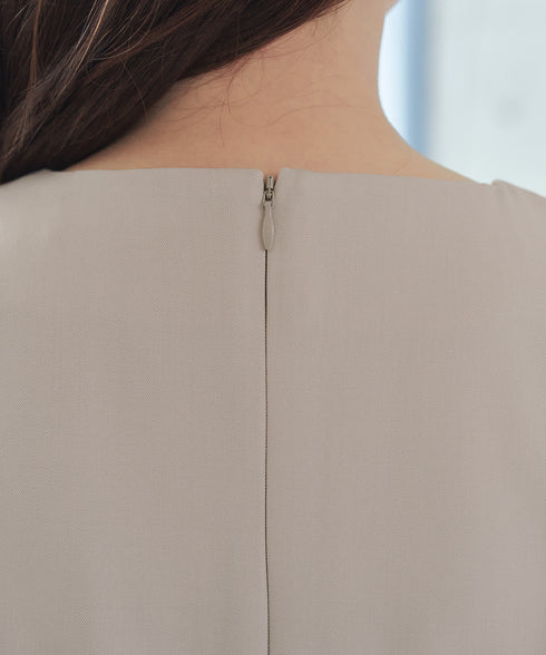 【おのののかさん着用/半袖&長袖選べる袖丈】タックフレアワンピース