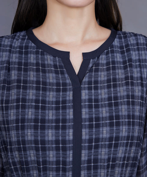 シアーチェック配色ワンピース