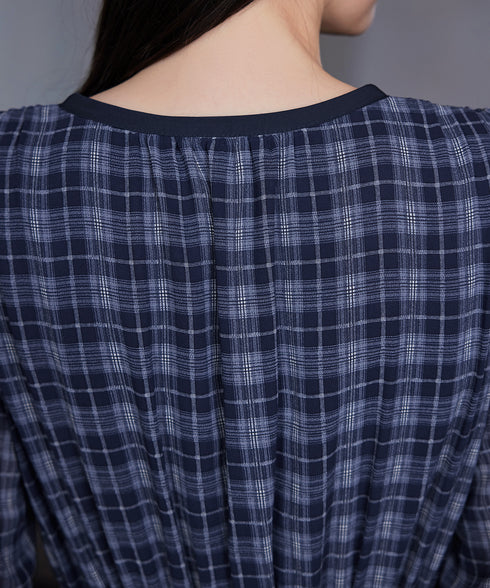 シアーチェック配色ワンピース