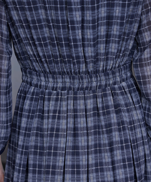 シアーチェック配色ワンピース