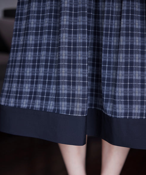 シアーチェック配色ワンピース