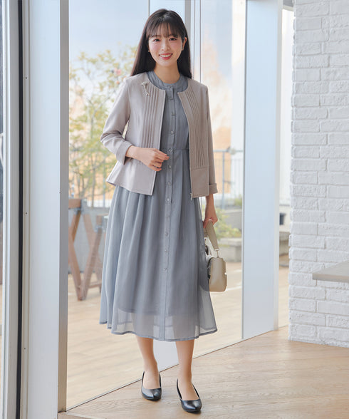 【2WAY取り外しリボン付き】リボンタイラメシフォンワンピース