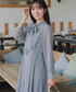 【2WAY取り外しリボン付き】リボンタイラメシフォンワンピース