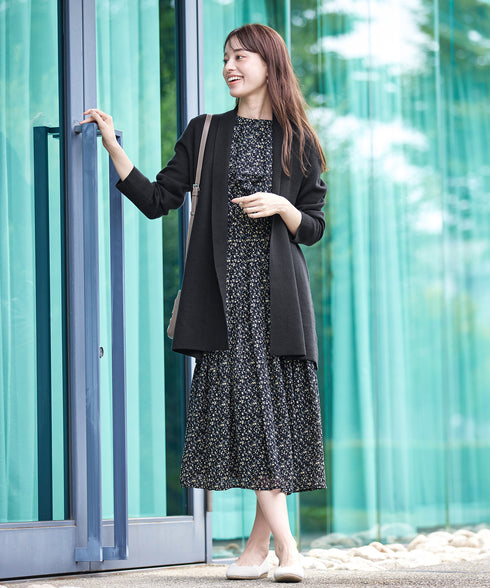 【新色追加】花柄フリルドレープワンピース