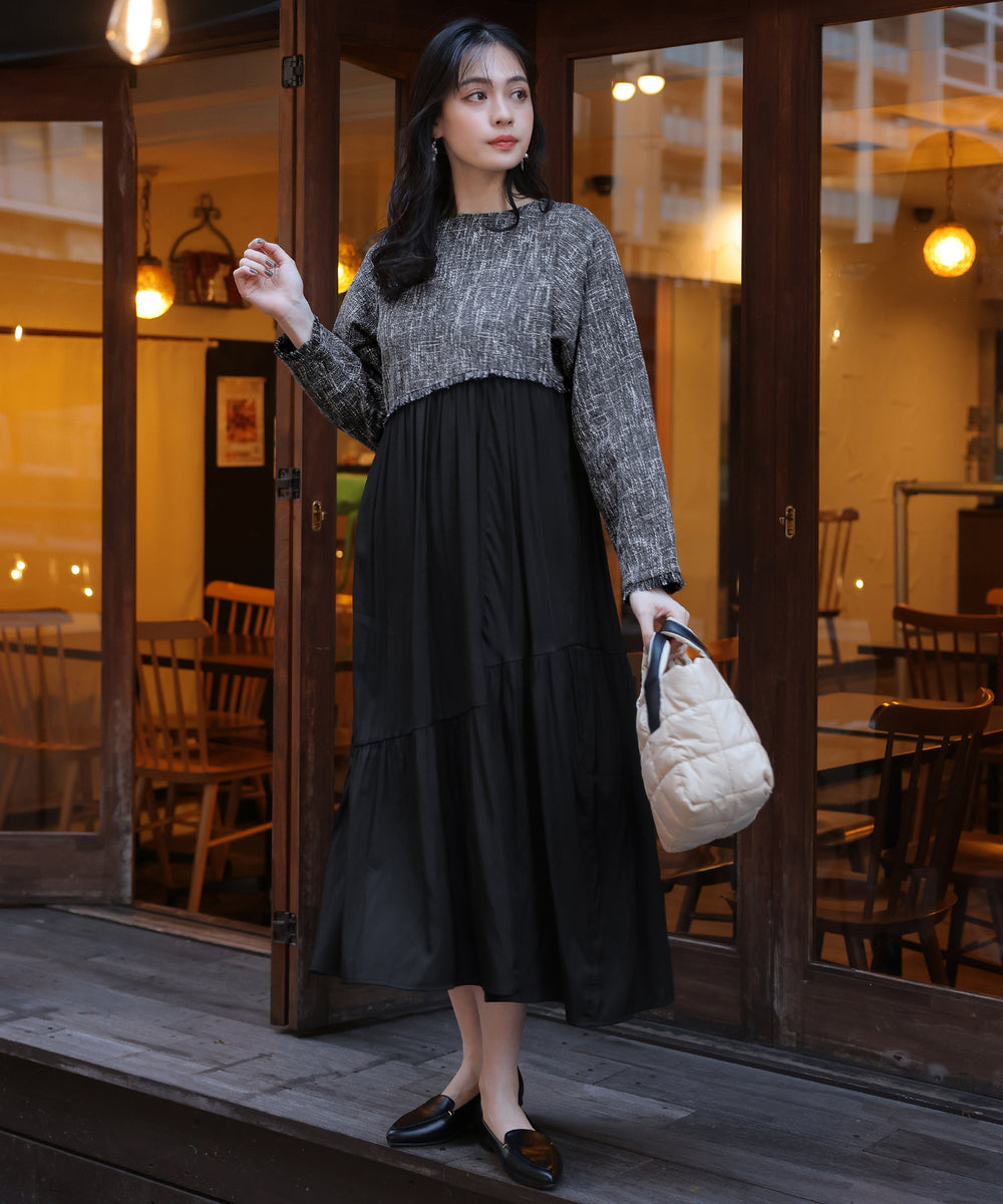 アウトレット】ドッキングツイードワンピース – Tiaclasse