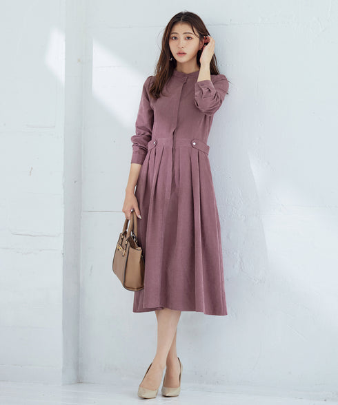 ピーチスキンバンドカラーワンピース