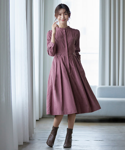 ピーチスキンバンドカラーワンピース