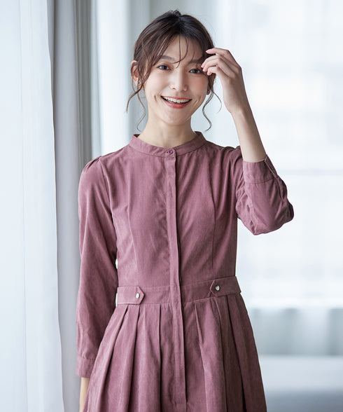 ピーチスキンバンドカラーワンピース