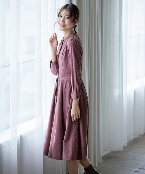 ピーチスキンバンドカラーワンピース