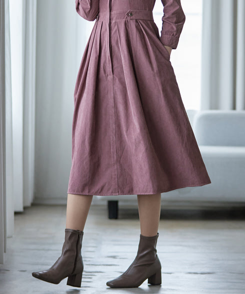 ピーチスキンバンドカラーワンピース