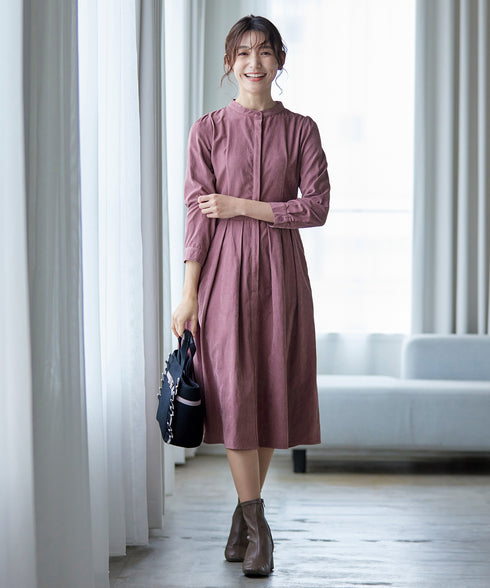 ピーチスキンバンドカラーワンピース