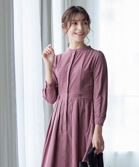 ピーチスキンバンドカラーワンピース