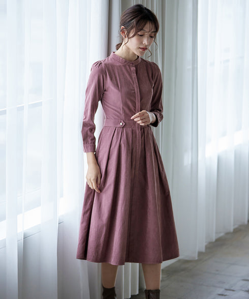 ピーチスキンバンドカラーワンピース