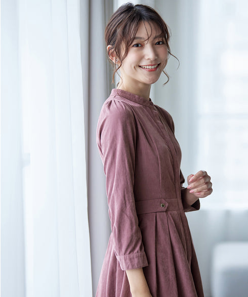 ピーチスキンバンドカラーワンピース