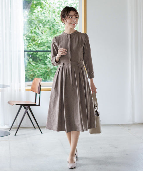 ピーチスキンバンドカラーワンピース