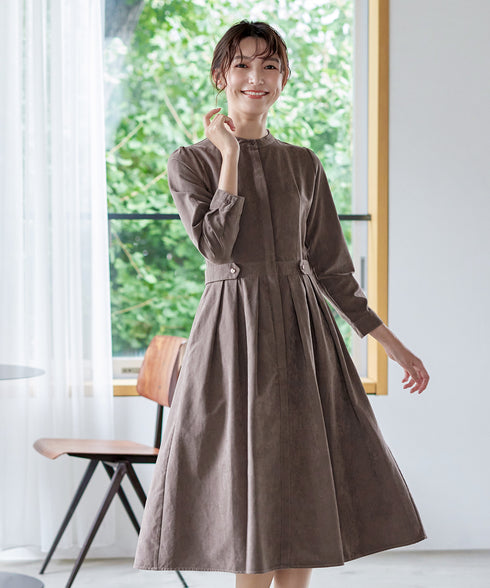 ピーチスキンバンドカラーワンピース