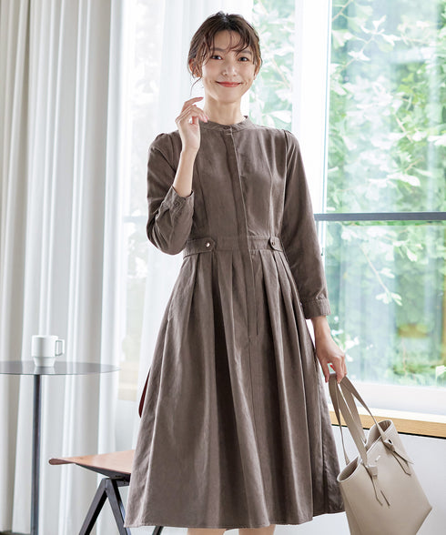 ピーチスキンバンドカラーワンピース