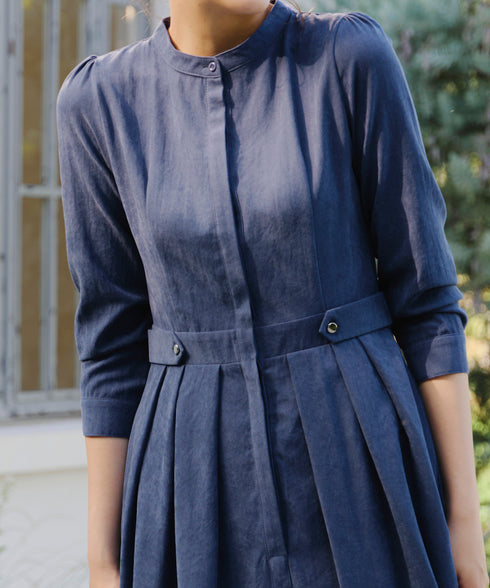 ピーチスキンバンドカラーワンピース