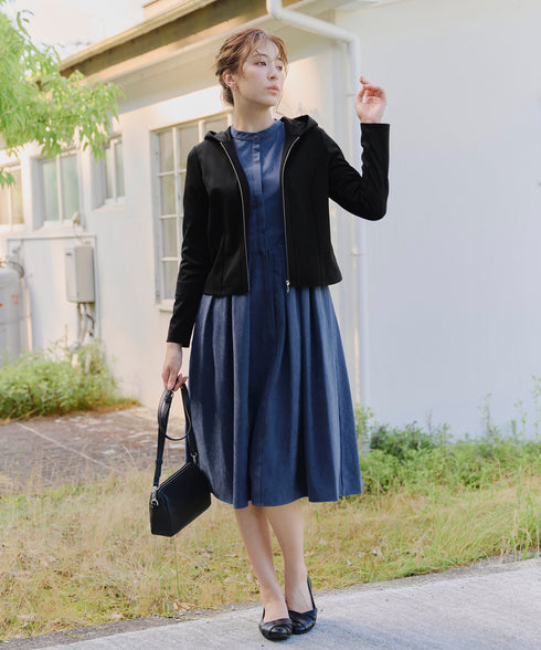 ピーチスキンバンドカラーワンピース