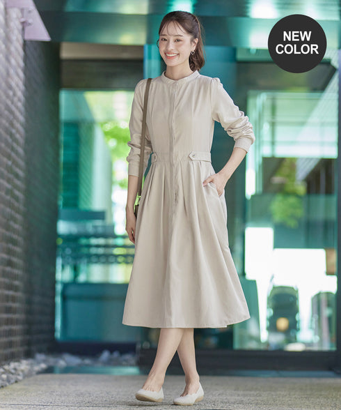 ピーチスキンバンドカラーワンピース