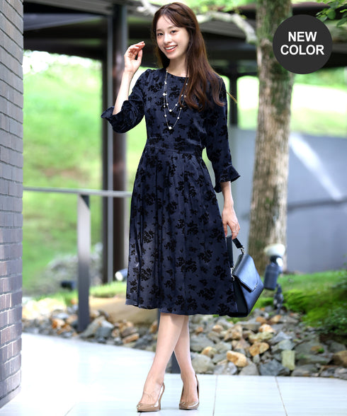 【安田美沙子さん着用 / 新色追加】 フラワーフロッキーワンピース