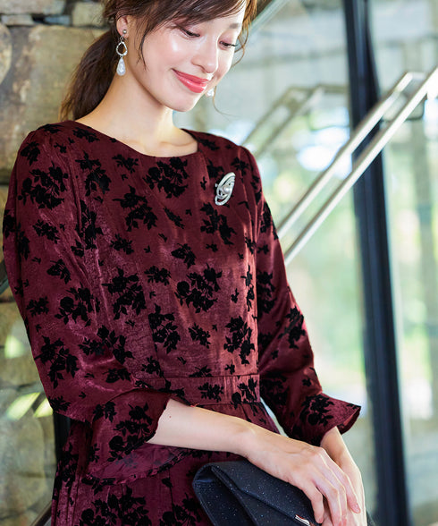 【安田美沙子さん着用 / 新色追加】 フラワーフロッキーワンピース